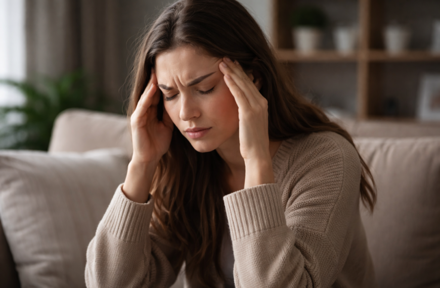 Person experiencing migraine headache symptoms
