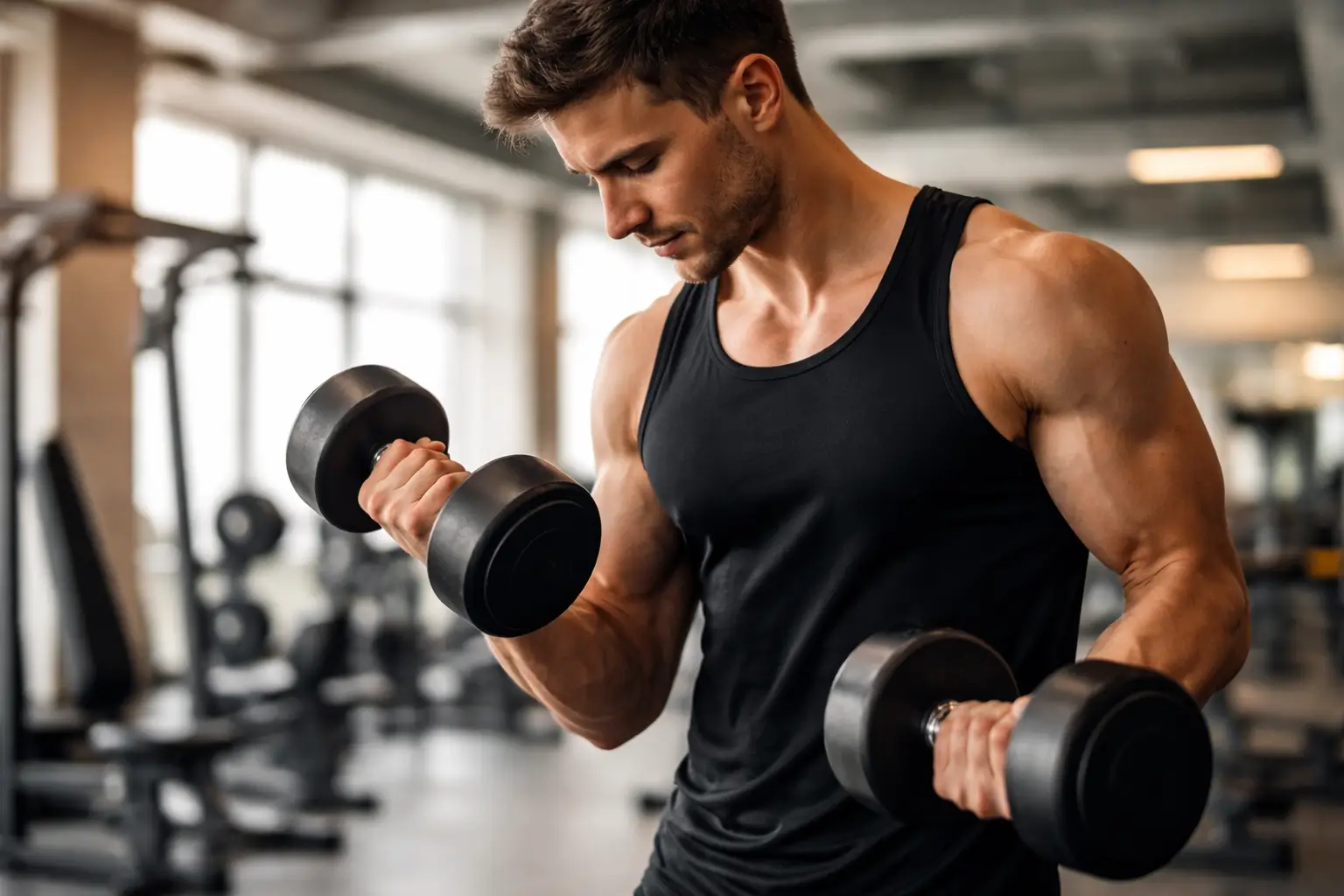 Man doing workout to gain weight