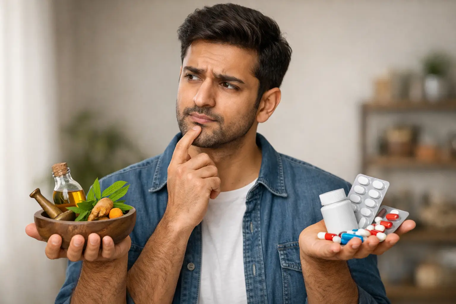 Allopathy vs Ayurveda: 7 Shocking Differences You Must Know 1 Allopathy vs Ayurveda comparison visual with natural herbs and medicines