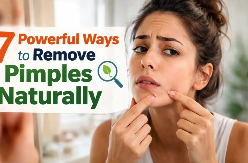 Peaceful Health: Daily Health Tips at Home 6 Young adult looking in mirror touching pimple on face, natural acne treatment concept
