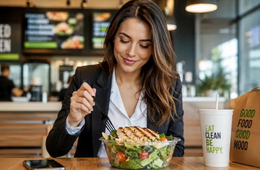 Peaceful Health: Daily Health Tips at Home 8 Healthy fast food meal with grilled chicken and salad