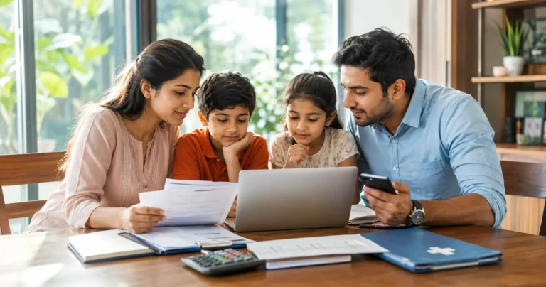Best Health Insurance for Family: 7 Smart Checks Before You Buy 3 Indian family comparing health insurance options and coverage at home
