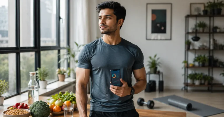 Men's Health Secrets: 10 Habits Doctors Wish More Men Knew 2 Indian man following a healthy lifestyle routine with exercise and nutritious food