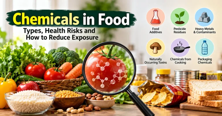 Fresh vegetables and everyday foods illustrating food chemical safety
