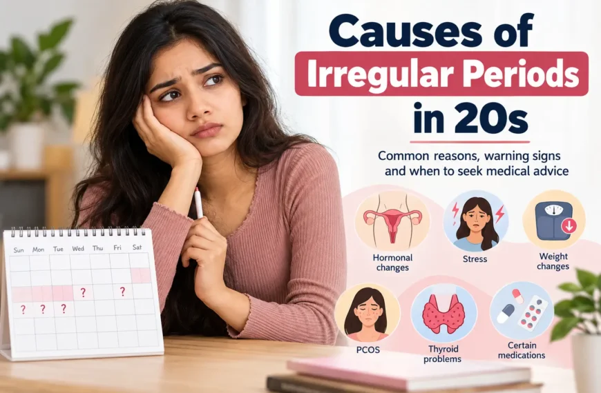 Woman tracking irregular menstrual cycles on her phone