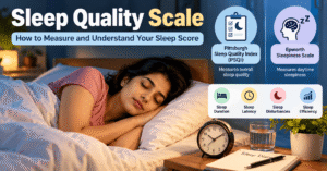 Indian adult sleeping peacefully in a bedroom at night.